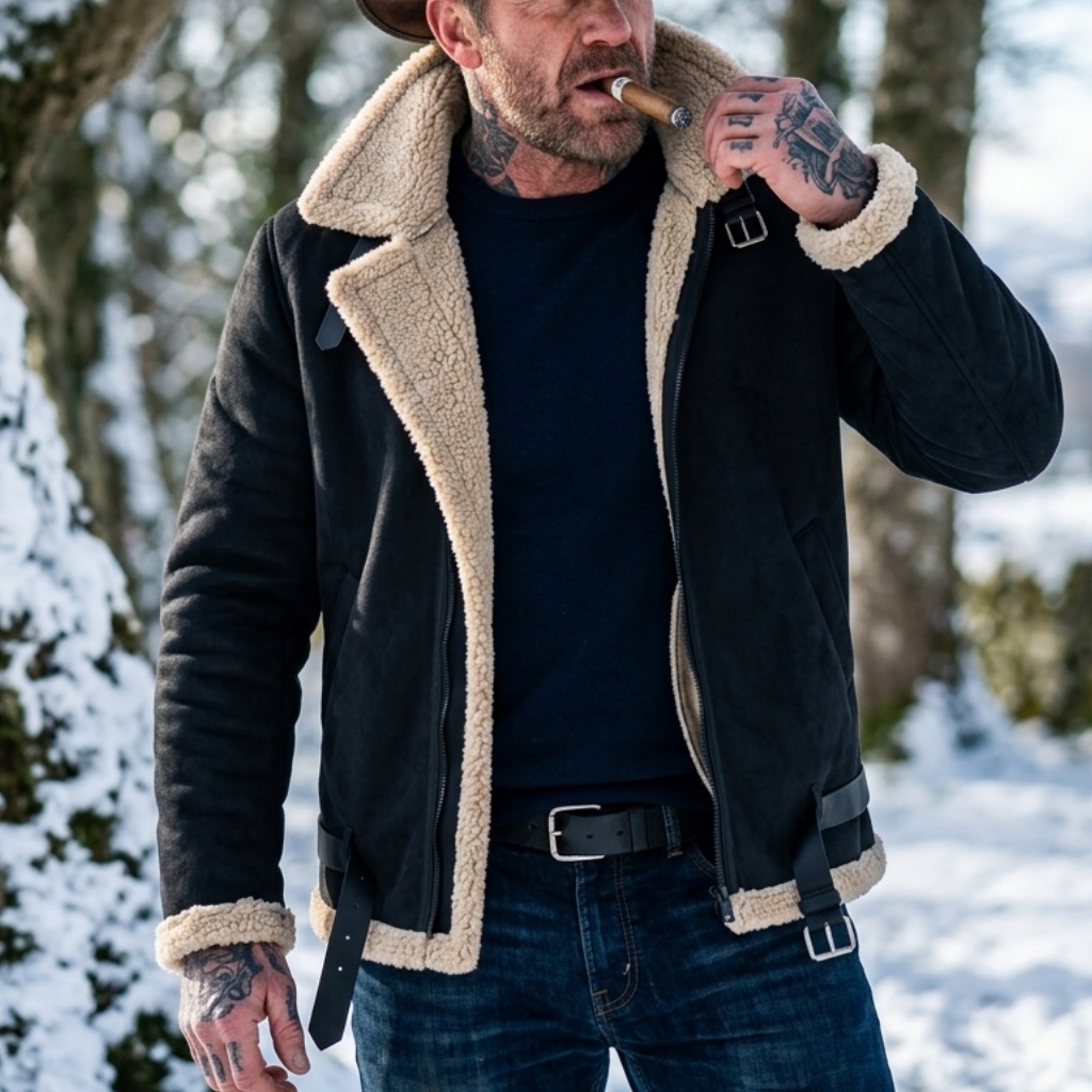 Outdoor Hunting Coat - Jaket Suede Pria Musim Dingin Berlapis
