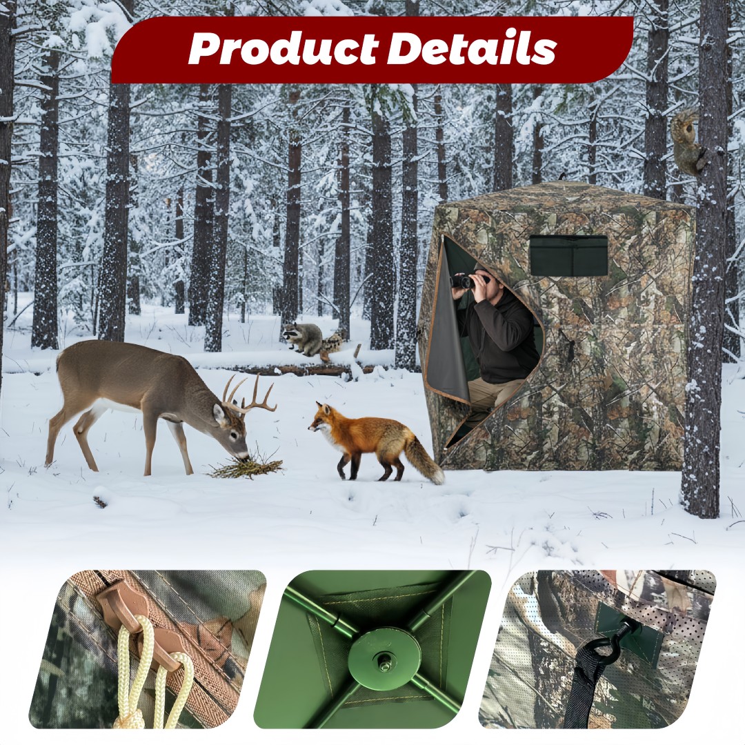 Outdoor Hunting Blinds - Tenda Berburu Pop-Up Kamuflase, Mudah Dipasang,
