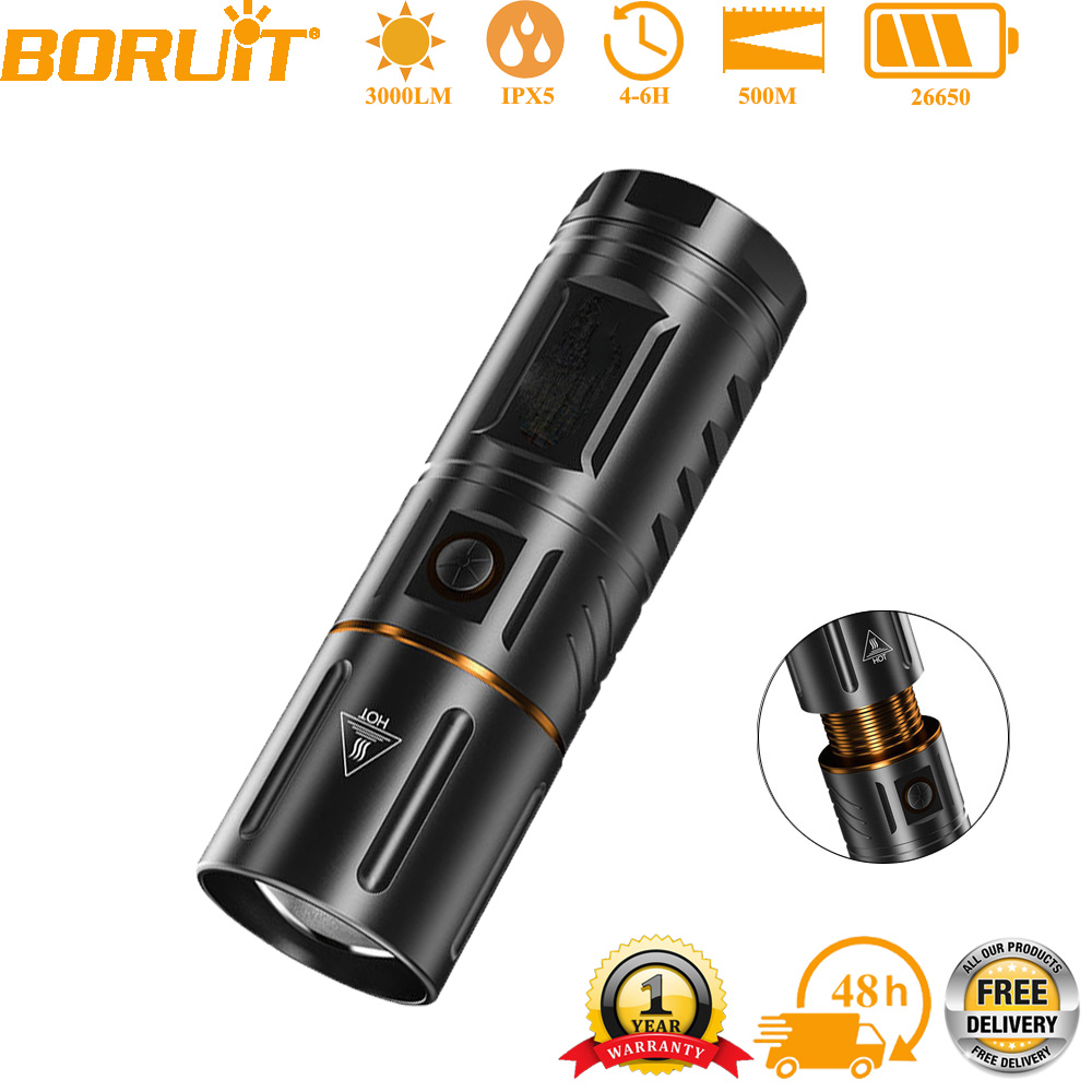 Outdoor Hunting Lights - BORUiT Senter LED Ultra Terang 3000LM